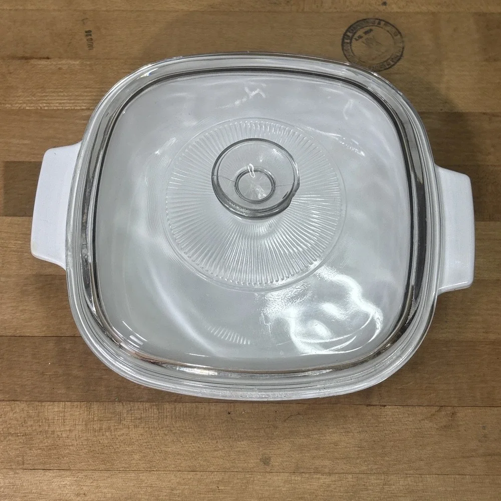 Vintage A-2-B 2 Qt Floral Bouquet Casserole Dish Glass Lid Retro